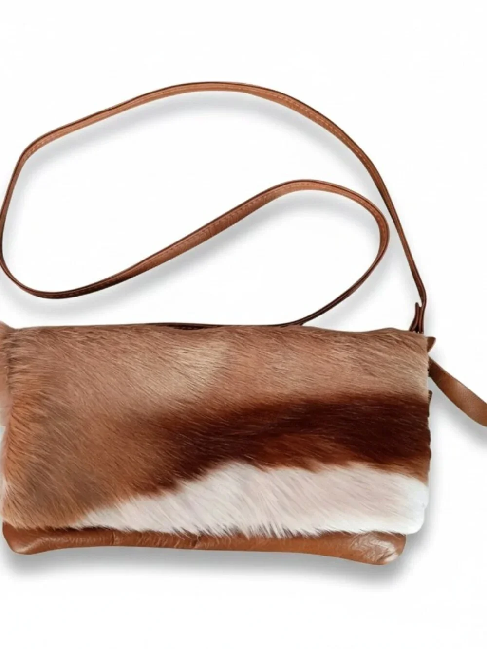 FSP Collection Lindiwe Springbok Leather Crossbody Shoulder Bag Handmade Brown